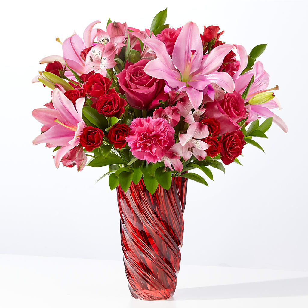In Love Bouquet with Luxe Swirl Vase – Emica Floral Designs, Saint James City FL