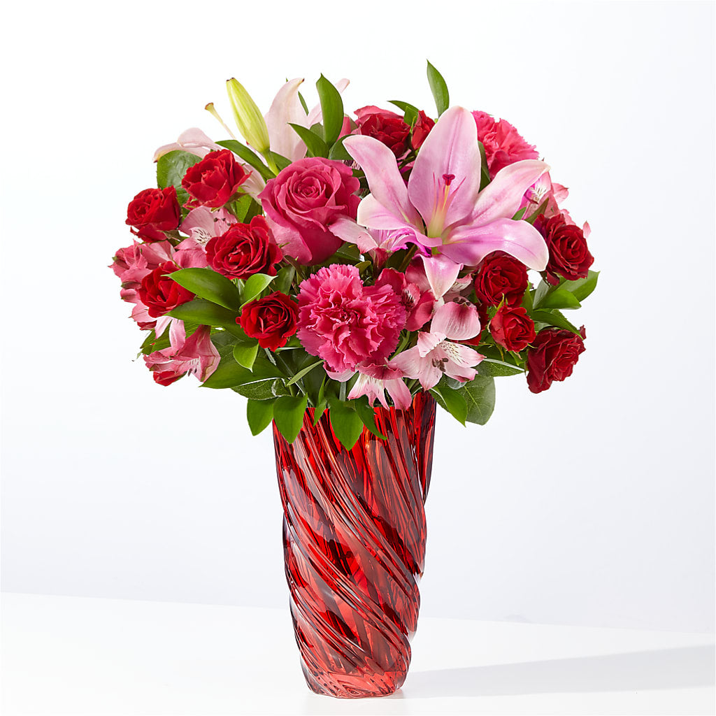 In Love Bouquet with Luxe Swirl Vase – Emica Floral Designs, Saint James City FL