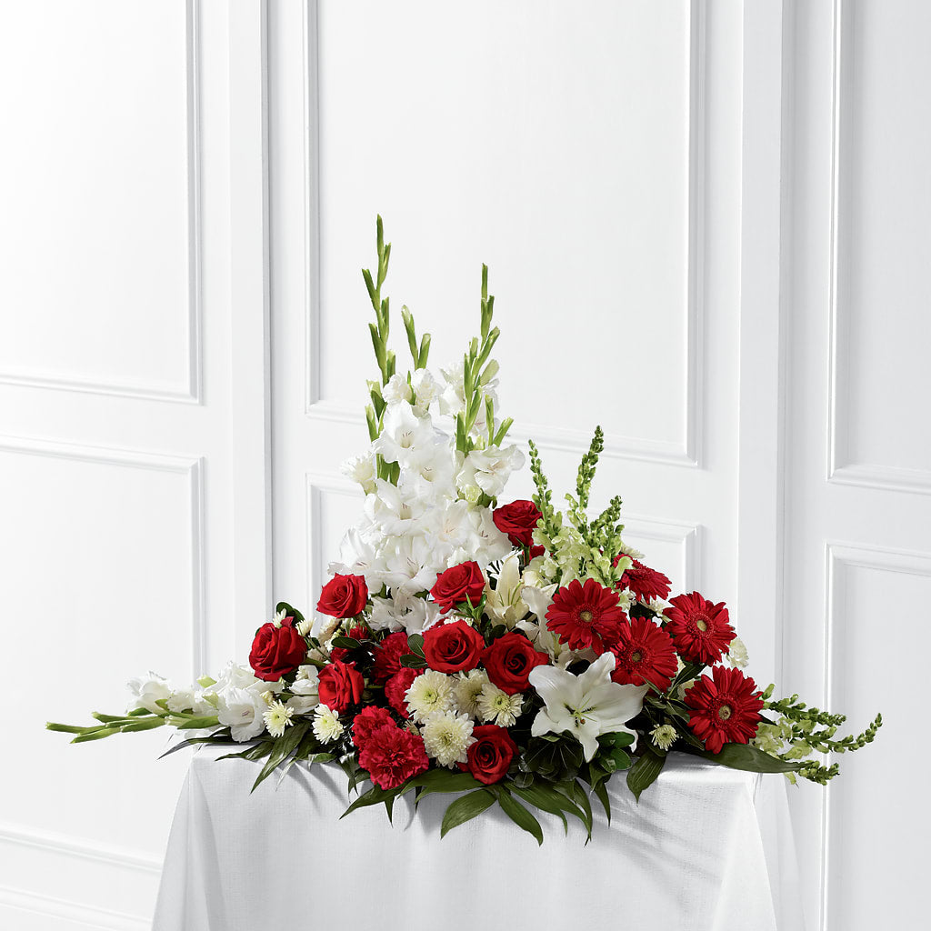 Crimson & White Arrangement – Emica Floral Designs, Saint James City FL