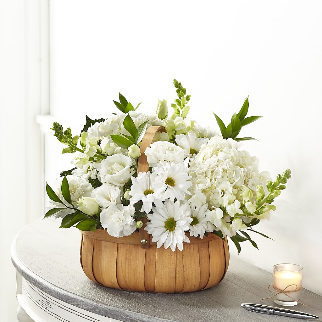 Pure Ivory Basket – Emica Floral Designs, Saint James City FL