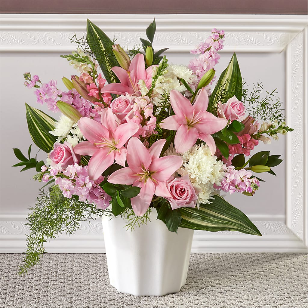 Simply Serene Floor Basket – Emica Floral Designs, Saint James City FL