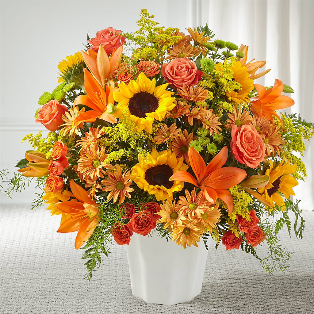 Harvest Thoughts Floor Basket – Emica Floral Designs, Saint James City FL