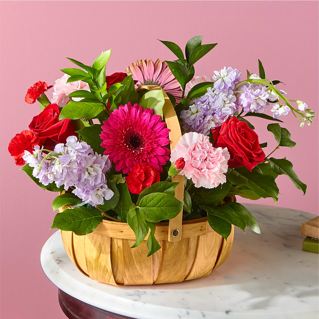 Pink Picnic Basket – Emica Floral Designs, Saint James City FL