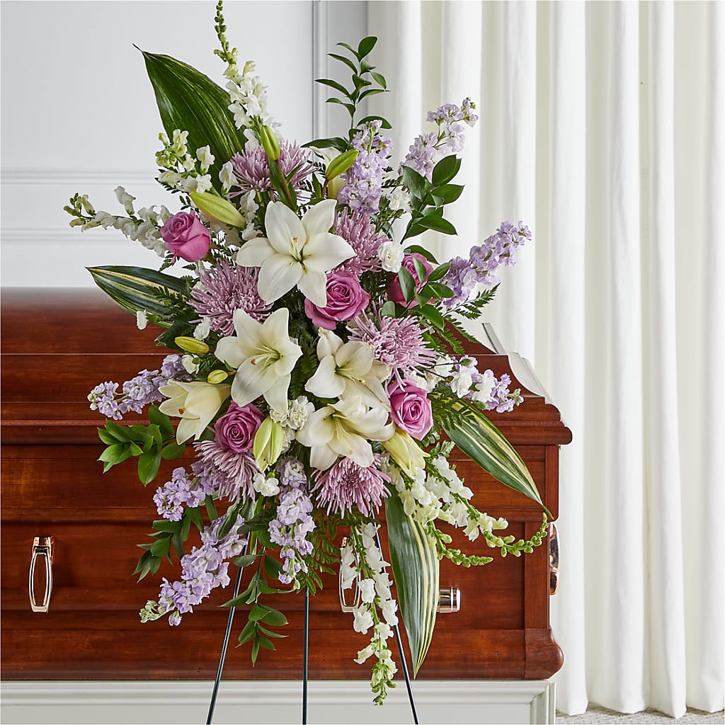 Grateful Hearts Standing Spray – Emica Floral Designs, Saint James City FL