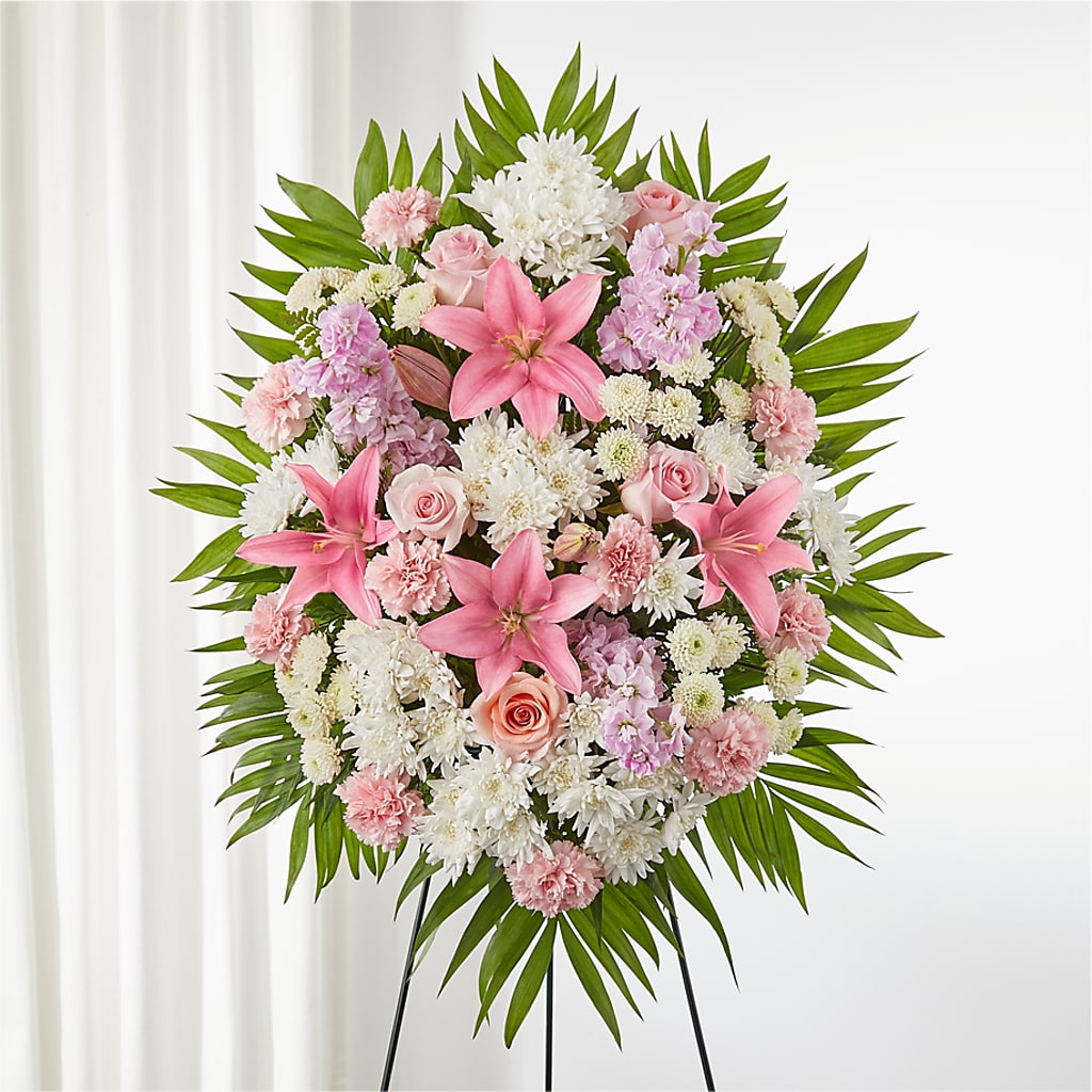 Offering Solace Standing Spray – Emica Floral Designs, Saint James City FL