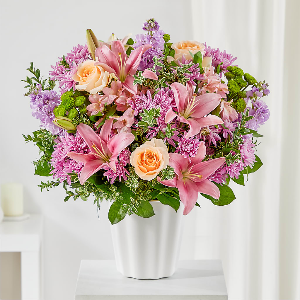Supportive Embrace Tabletop Basket – Emica Floral Designs, Saint James City FL