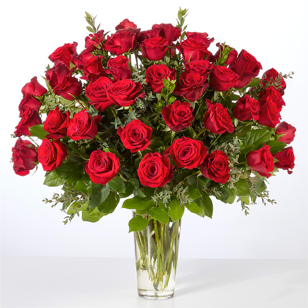 Forever Yours Fifty Stem Red Rose Bouquet – Emica Floral Designs, Saint James City FL