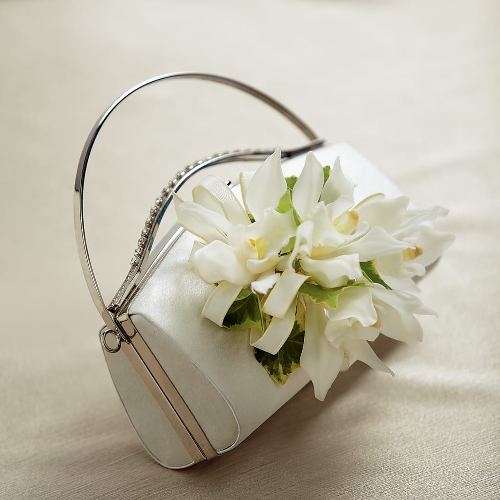 White Purse Decor – Emica Floral Designs, Saint James City FL