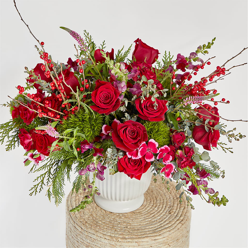 Big Red Bow Bouquet –  Emica Floral Designs, Saint James City FL