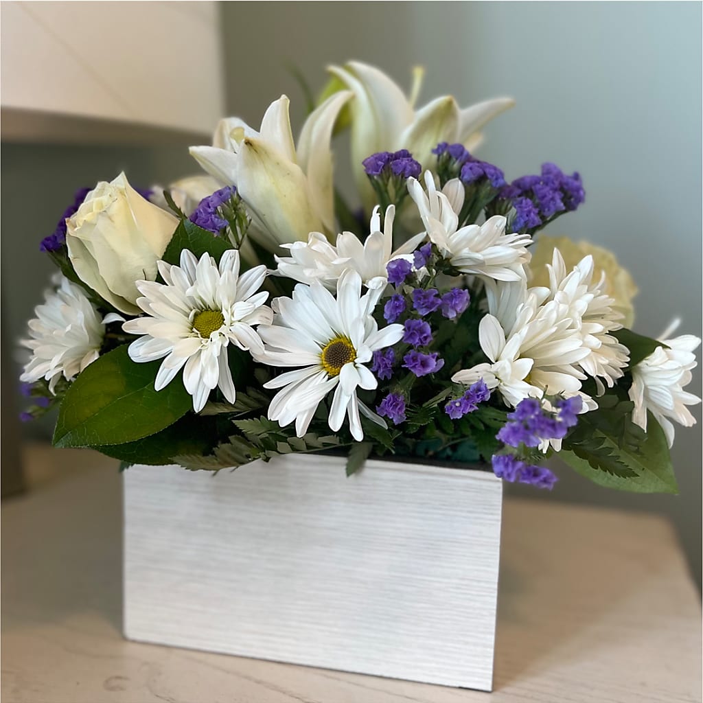 Beyond Blue Box Bouquet –  Emica Floral Designs, Saint James City FL
