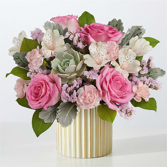 Dusty Rose Bouquet with Ivory Vase –  Emica Floral Designs, Saint James City FL