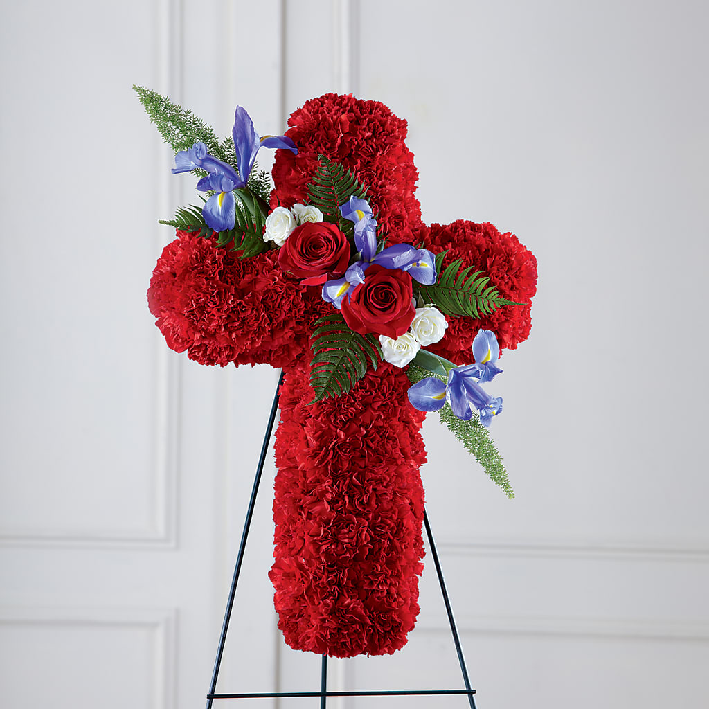 Faithful Hero Floral Cross –  Emica Floral Designs, Saint James City FL