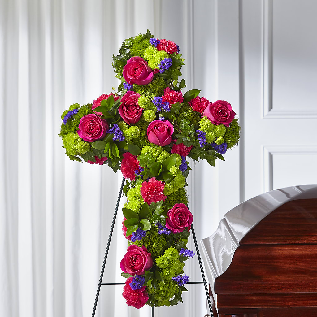 Tribute Rose Floral Cross –  Emica Floral Designs, Saint James City FL