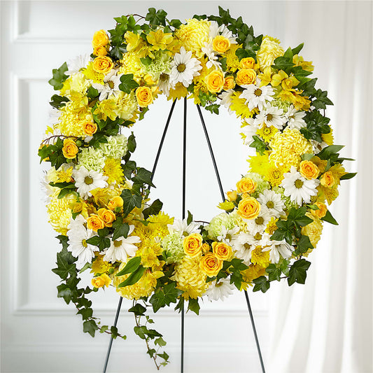 Golden Remembrance Wreath –  Emica Floral Designs, Saint James City FL