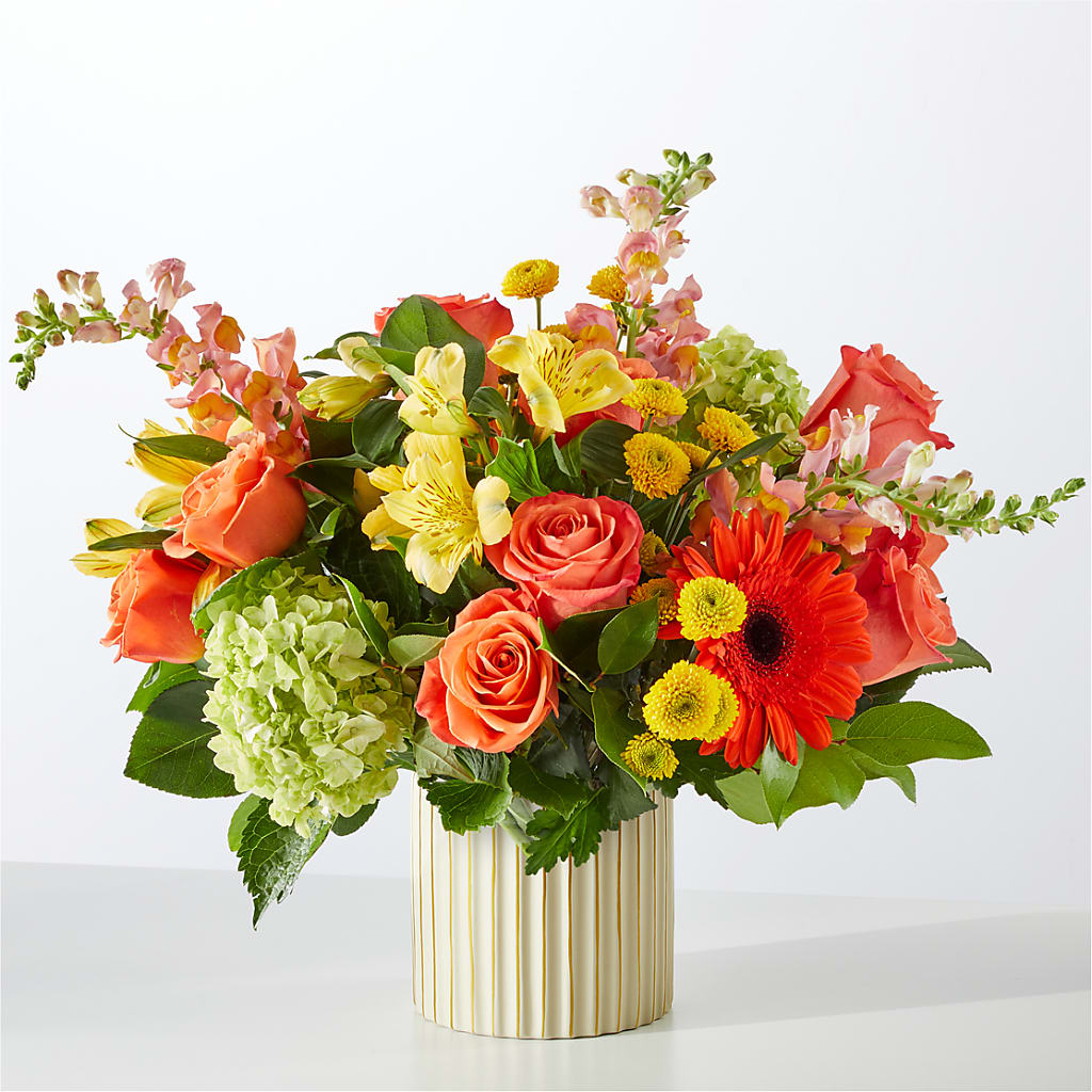 Autumn Sunshine Bouquet with Ivory Vase –  Emica Floral Designs, Saint James City FL
