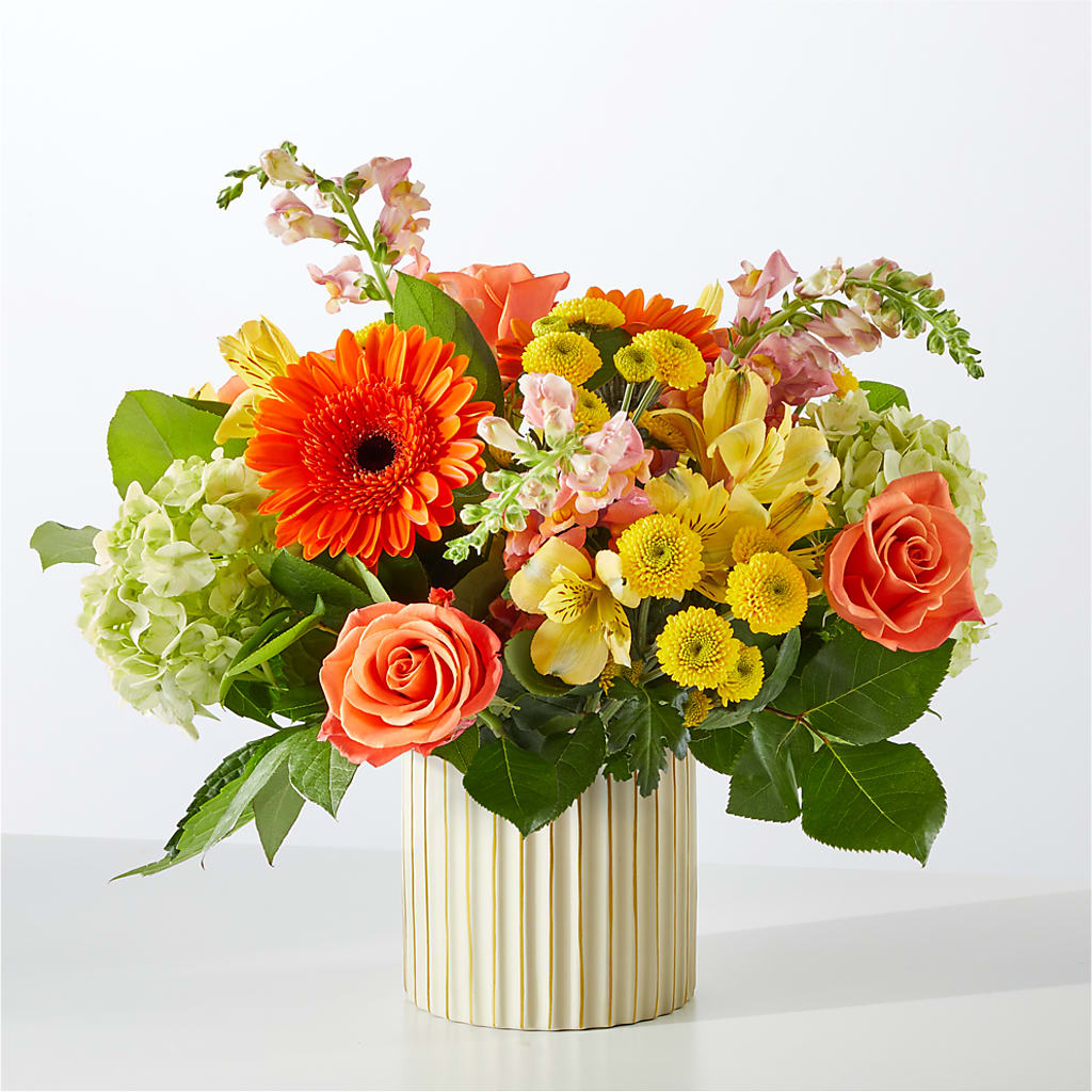 Autumn Sunshine Bouquet with Ivory Vase –  Emica Floral Designs, Saint James City FL