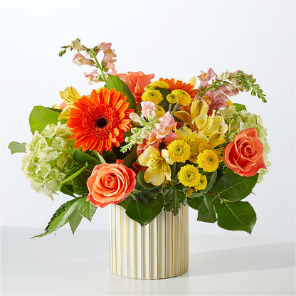 Autumn Sunshine Bouquet with Ivory Vase –  Emica Floral Designs, Saint James City FL
