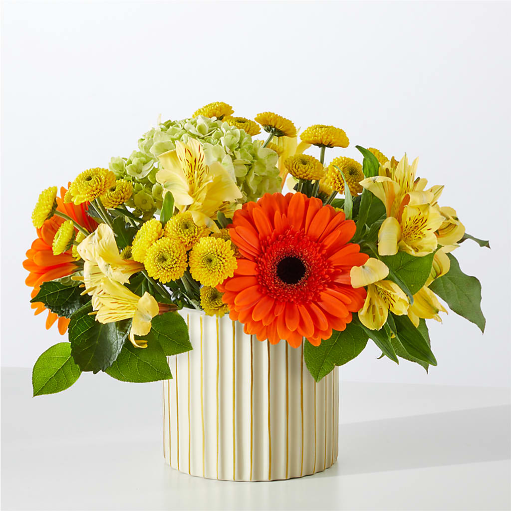Autumn Sunshine Bouquet with Ivory Vase –  Emica Floral Designs, Saint James City FL