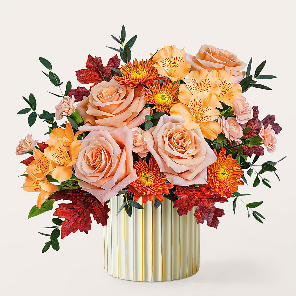 Spiced Latte Bouquet with Ivory Vase –  Emica Floral Designs, Saint James City FL