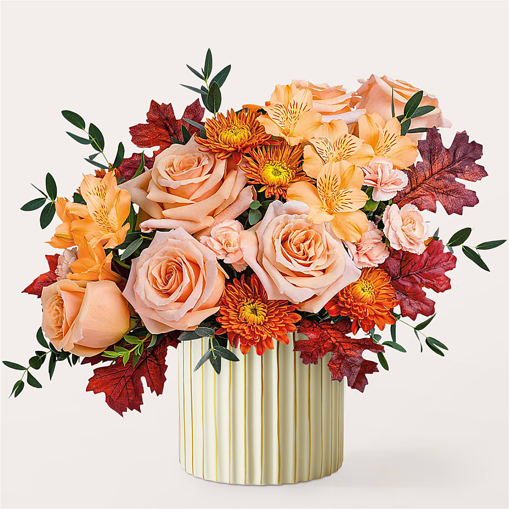 Spiced Latte Bouquet with Ivory Vase –  Emica Floral Designs, Saint James City FL
