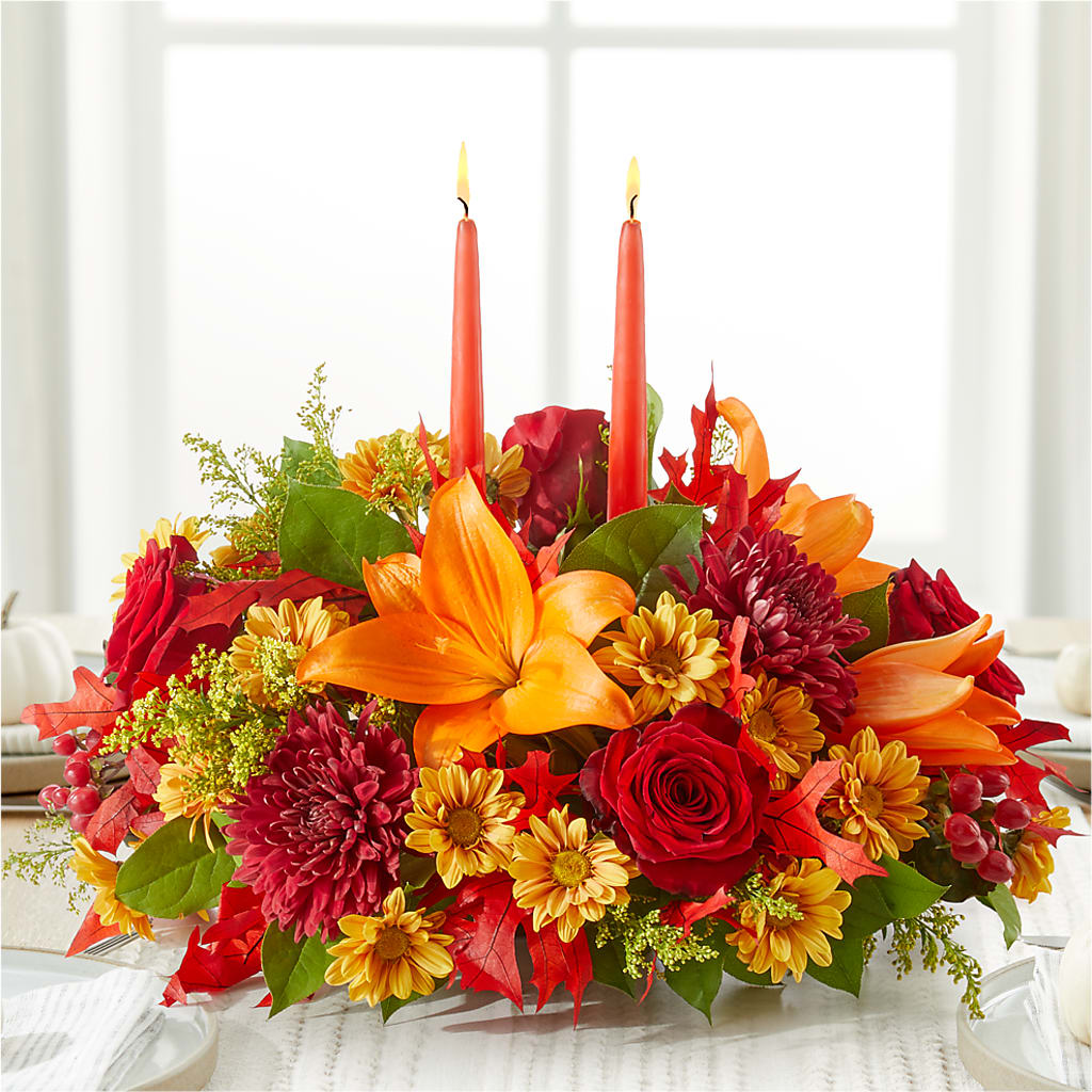 Autumn's Embrace Centerpiece –  Emica Floral Designs, Saint James City FL