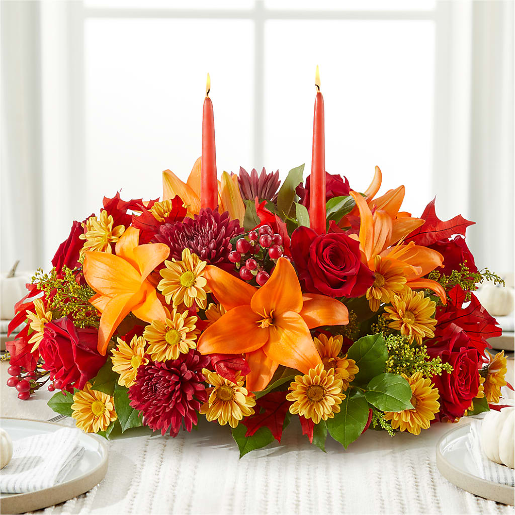 Autumn's Embrace Centerpiece –  Emica Floral Designs, Saint James City FL