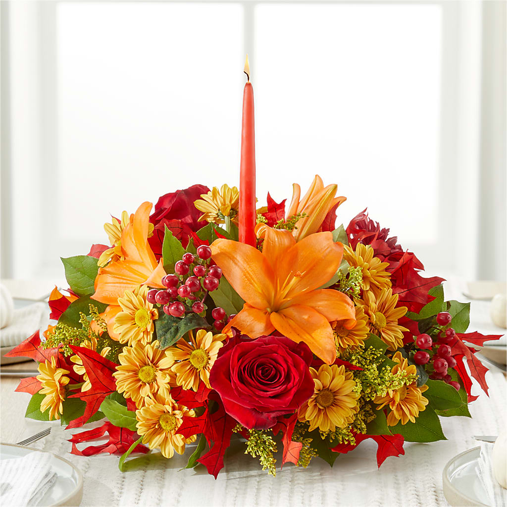 Autumn's Embrace Centerpiece –  Emica Floral Designs, Saint James City FL
