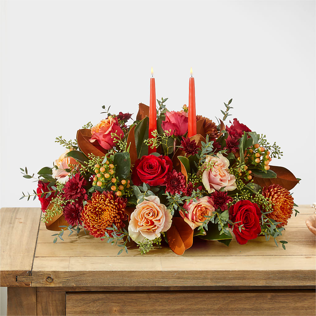 Gather Near Centerpiece –  Emica Floral Designs, Saint James City FL